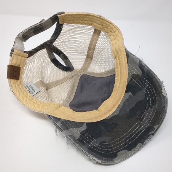C.C Exclusives Strapback Trucker Hat Multi One Size Mesh Back Camo Ponytail - Picture 7 of 9